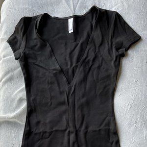 American Apparel Black V-Neck Dress - Small